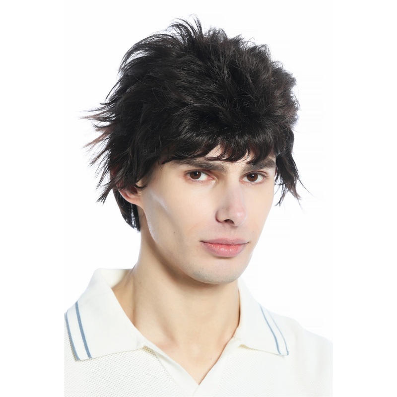 Wig Men Women unisex short wild unkempt 80s retro style brown M-252A-6