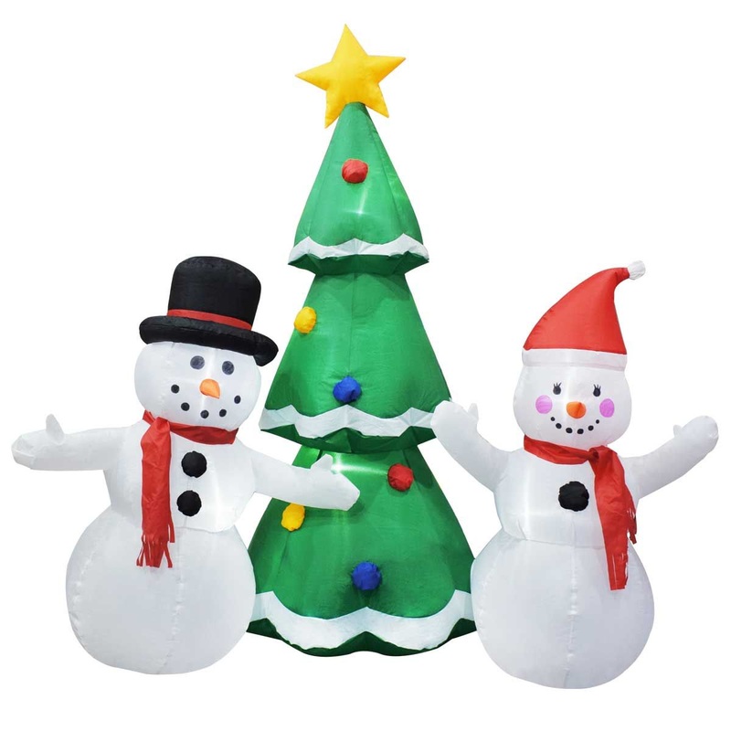 Xmas Holiday Inflatables Christmas Tree and Snowman