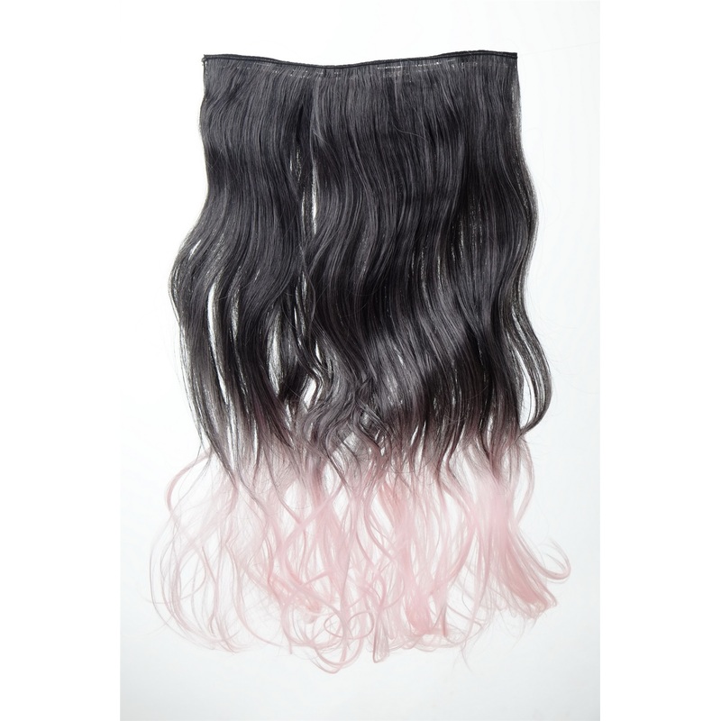 5 Clip-In Extension Hairpiece curled curls Ombre Black-Pink YZF-3180P-1BT2333