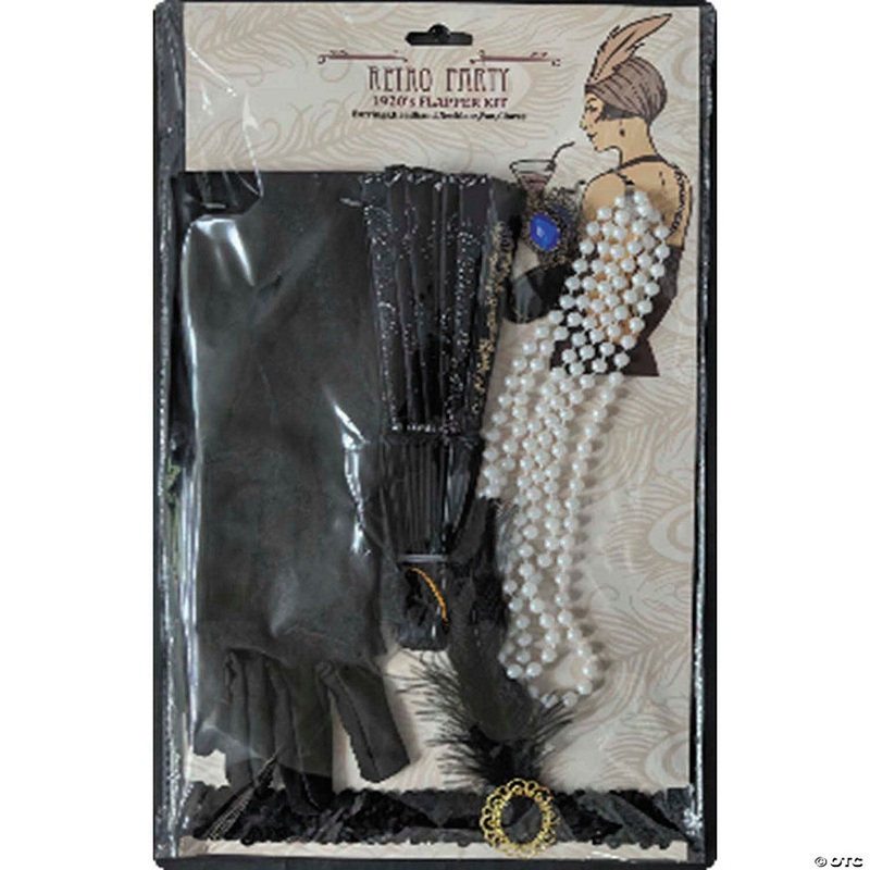 Adults Black Roaring 20’s Costume Accessory Kit – 5 Pc.