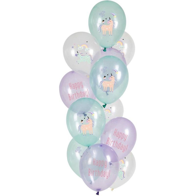 12 Glady Unicorn balloons 33cm