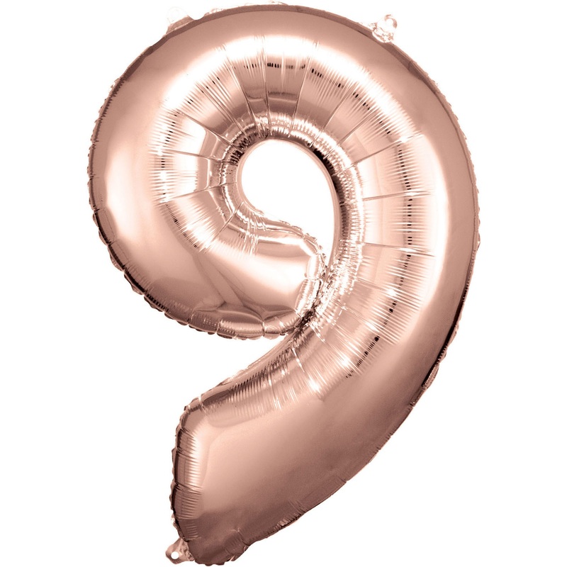 34 Rose Gold Numbered Foil Balloon #9