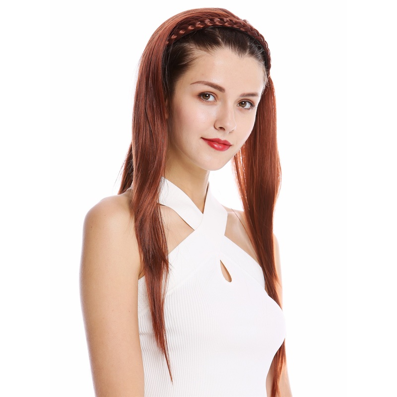 Halfwig Hairpiece braided hair alice band long straight red auburn TYW60875H
