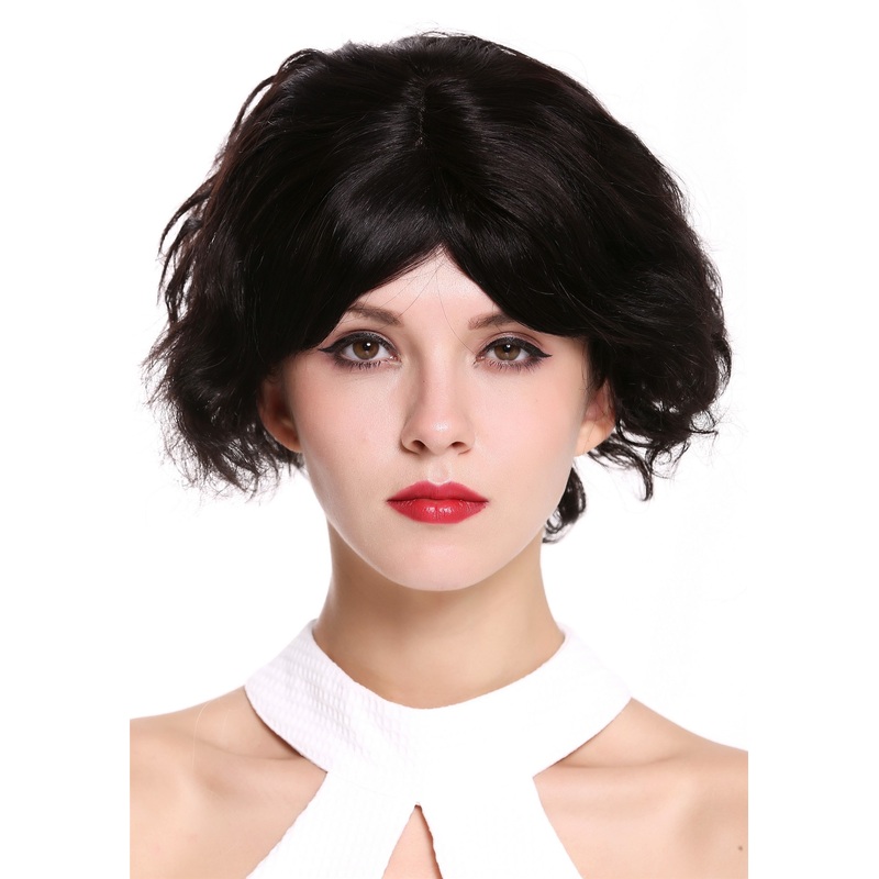 Lady wig women  monofilament black short wild curls wavy MS-16321-MT