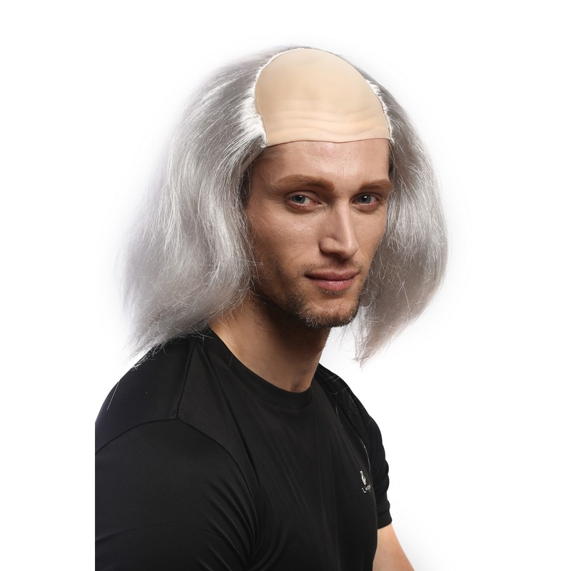 Men Wig Halloween bald long grey gray Igor Mad Scientist Frankenstein DH1132