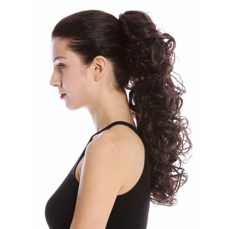 Ponytail Combs Clamp long voluminous curled curls chocolate brown MKB-6A
