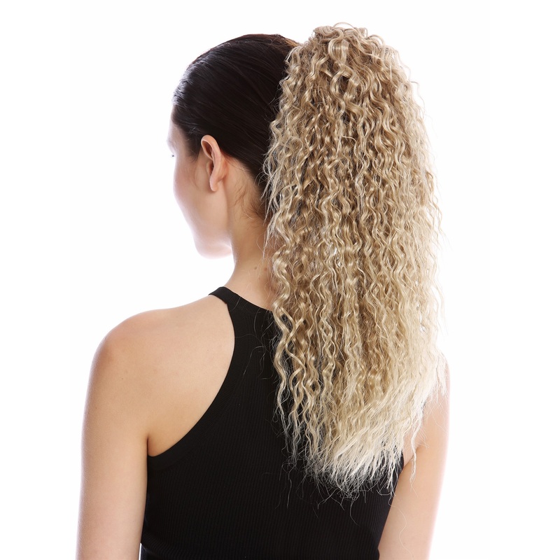 Ponytail Combs Clamp long voluminous curled kinks beach blonde highlights N609