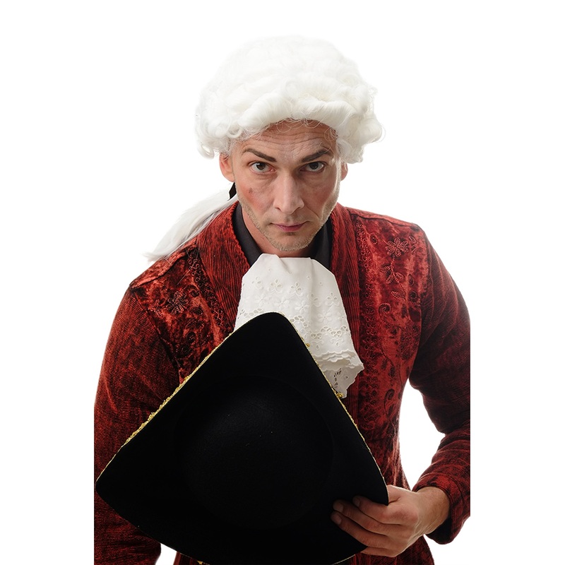 Wig Halloween Carnival baroque Lord Judge Poet Noble white curls ponytail DH1126