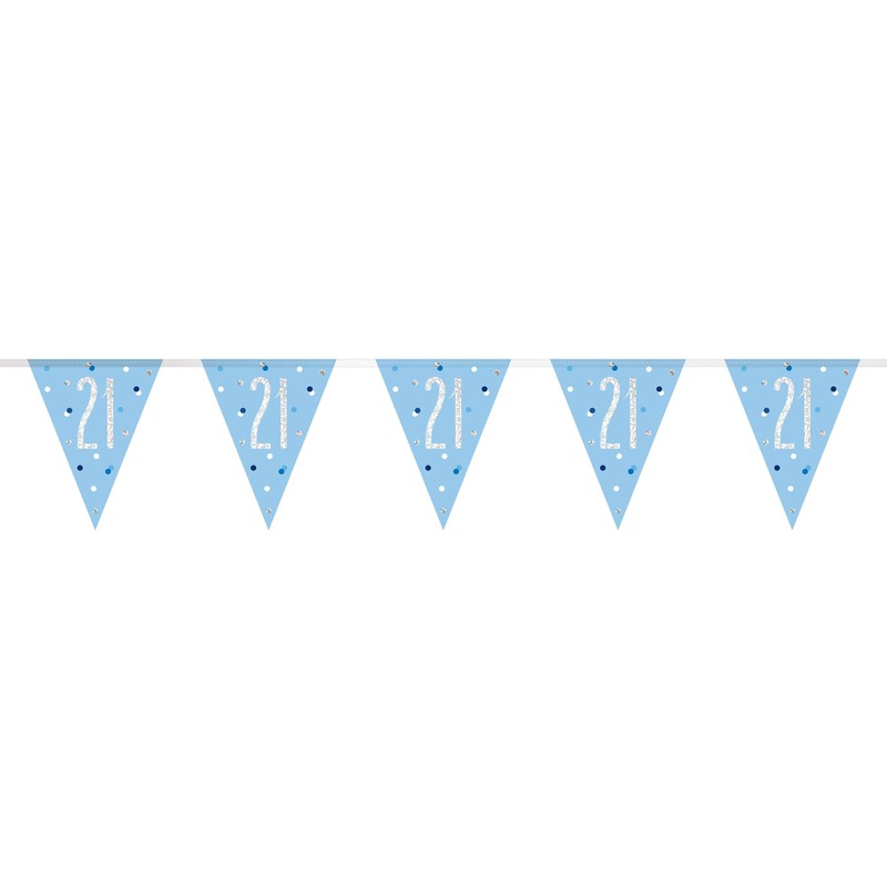 21st Birthday Flag Banner – Glitz Blue