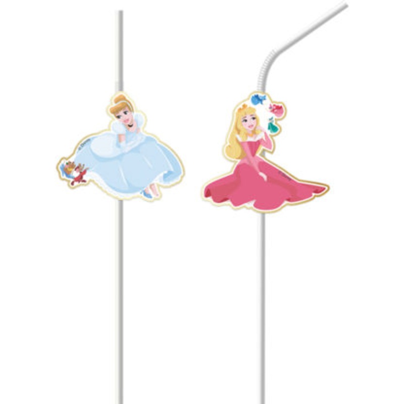 6 Charming Princess straws transparent 24cm