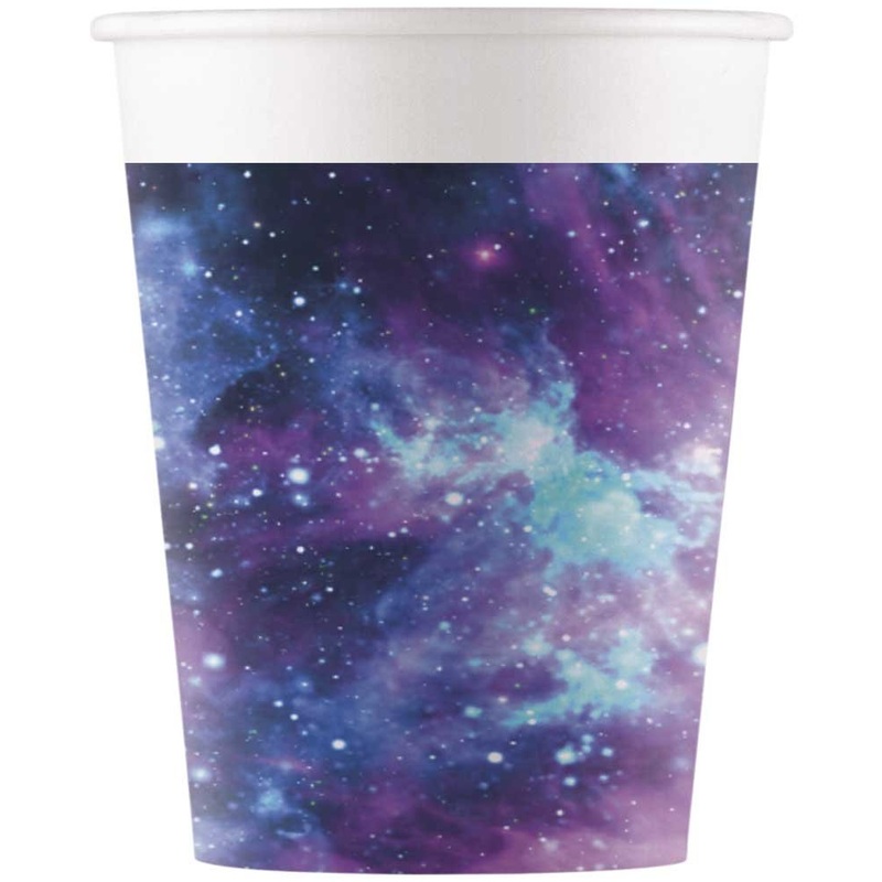 8 space galaxy paper cups 200ml