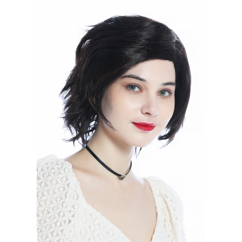 Ladies’ wig women short wild wavy parting parted chestnut brown mix DW3334