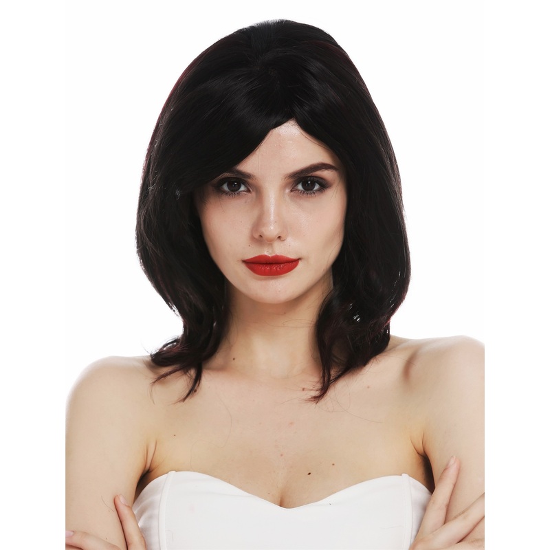 Mono lady wig shoulder length black red highlights sleek voluminous TYM-476-MT