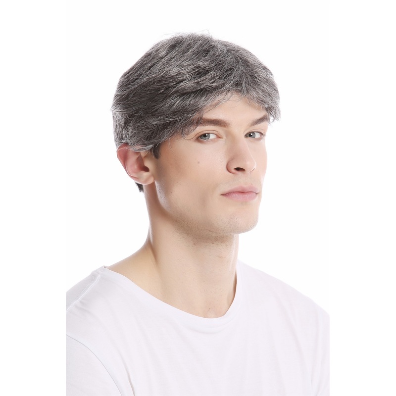 Wig Men Man short vigorous casual combed to side dark gray grey GFW1168