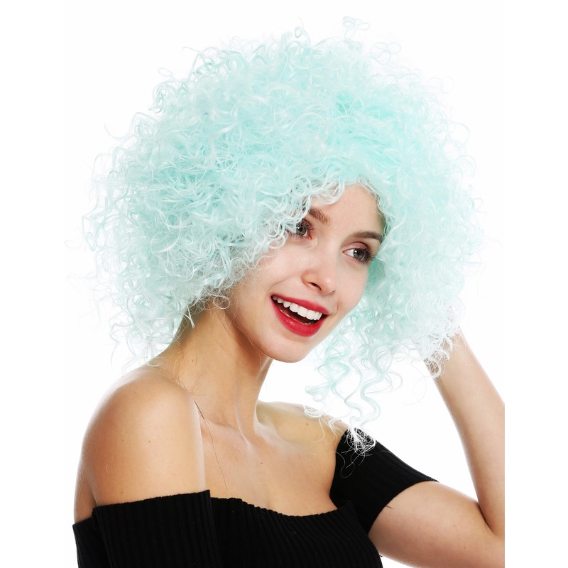 Women’s wig short voluminous frizzy curly curls curled light green VK-11