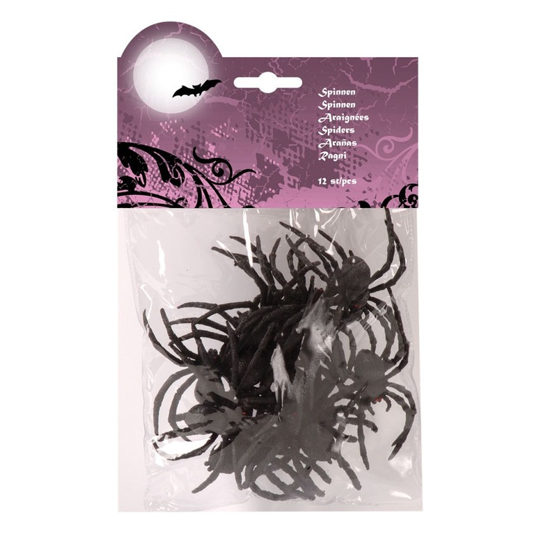 12 Creepy Spider Decorations 7cm x 8cm