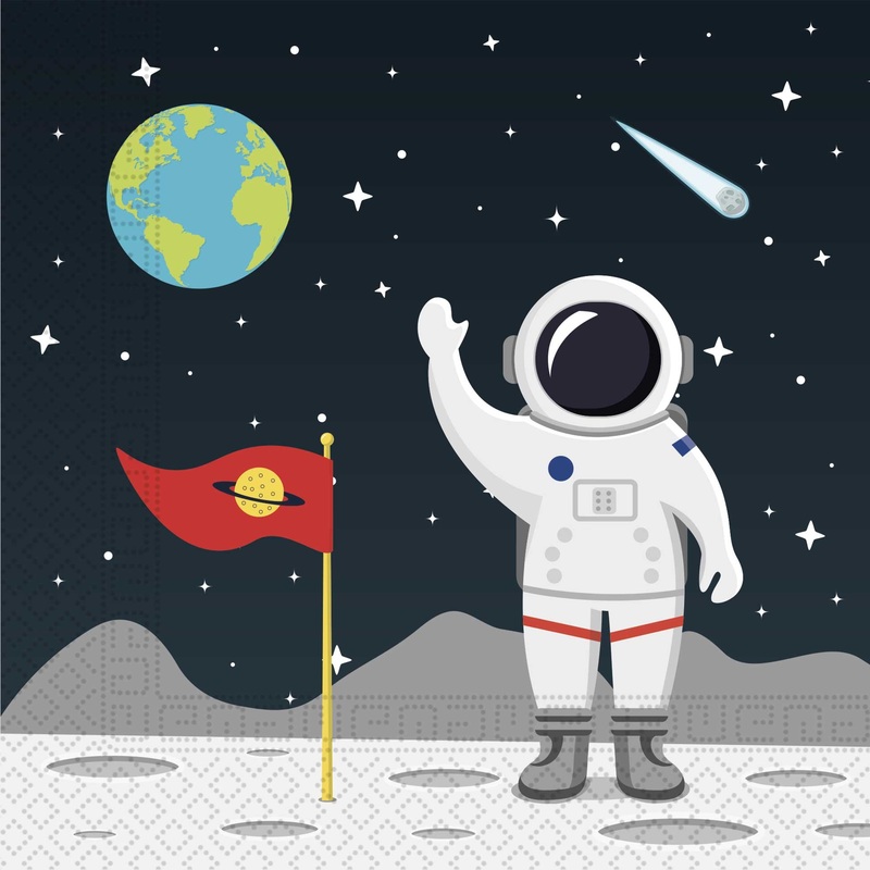 20 space napkins moon travel 33cm
