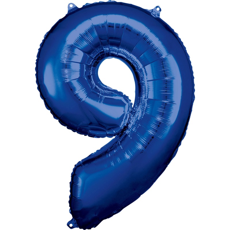 33” Blue Numbered Foil Balloon #9