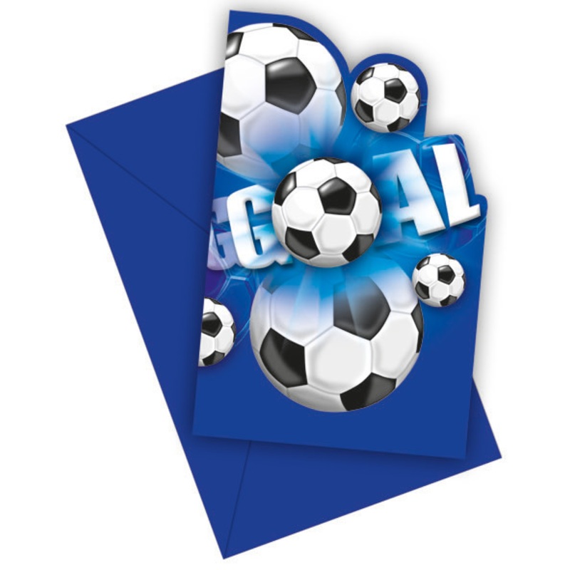 6 football fever invitation cards 9x14cm