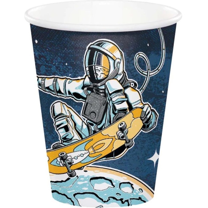 8 Space Skater paper cups 250ml