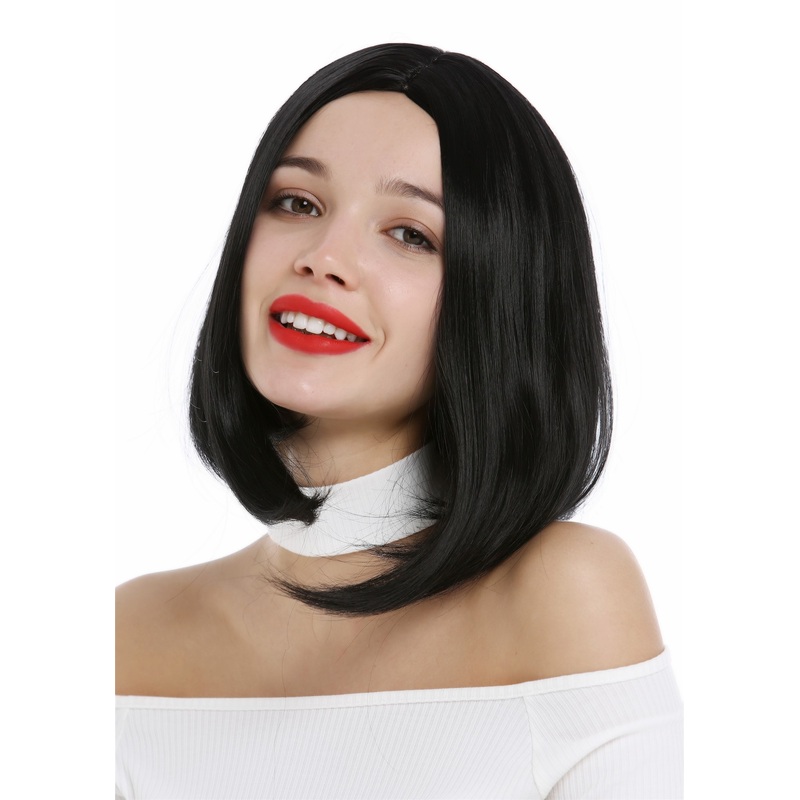 Lady wig short concave bob straight middle-parting clavi cut black YZF-4365