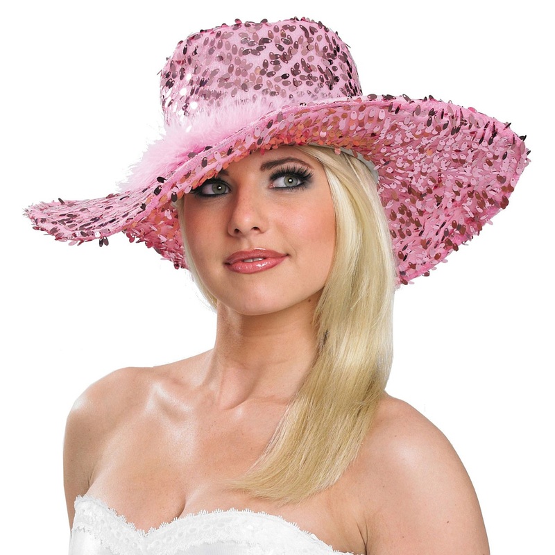 Pink sequin floppy hat
