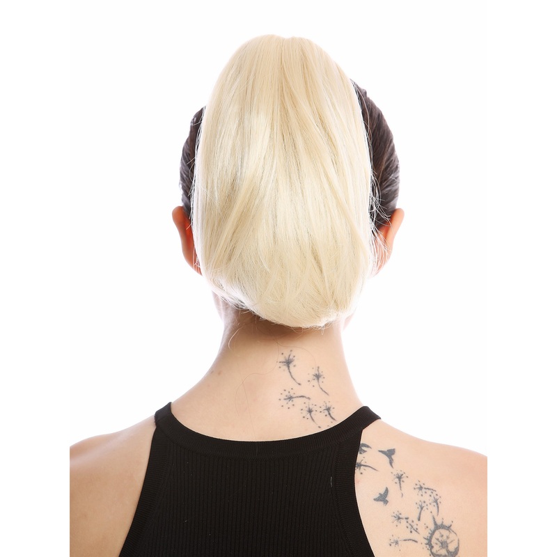 Ponytail Hairpiece short straight smooth but voluminous platinum blond 10