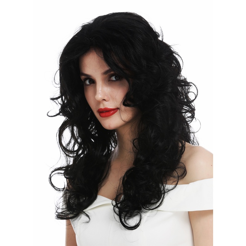 Women’s wig lace front long voluminous curls curled black TYM-1409-LF