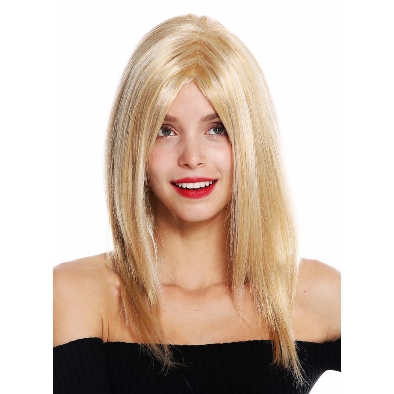 Women’s wig long sleek parting highlights blonde platinum GFW3098
