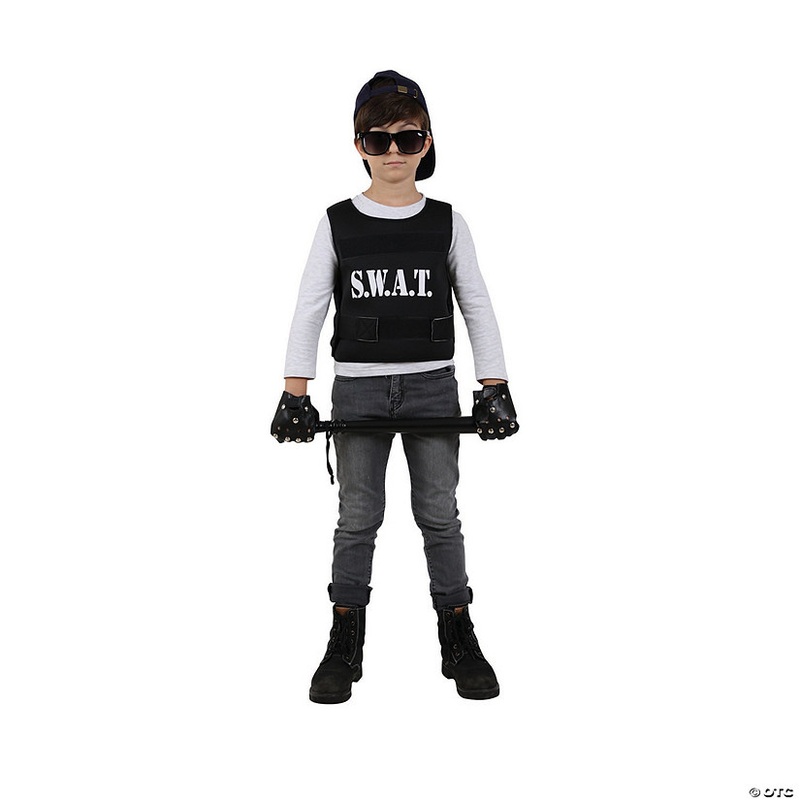 Black and White Police Officer Boy Child Halloween Costume – Large