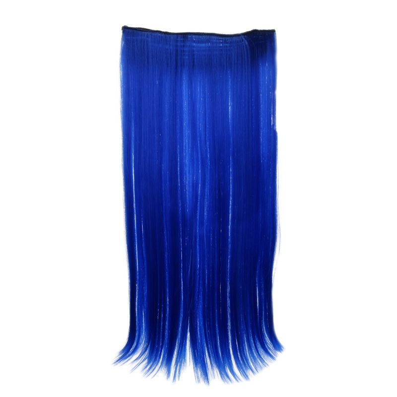 Hairpiece Clip-In Extension wide 5 clips straight neon blue YZF-3177-TF2517