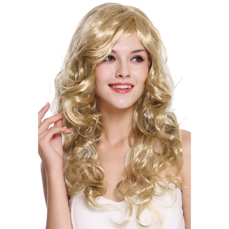 Lady Party Wig Cosplay long wavy to curly blonde blond parting Diva DEC37