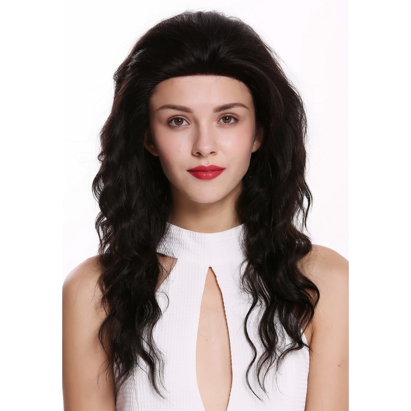 Lady wig human hair lace front mono long wavy dark brown natural color RGH-6118G