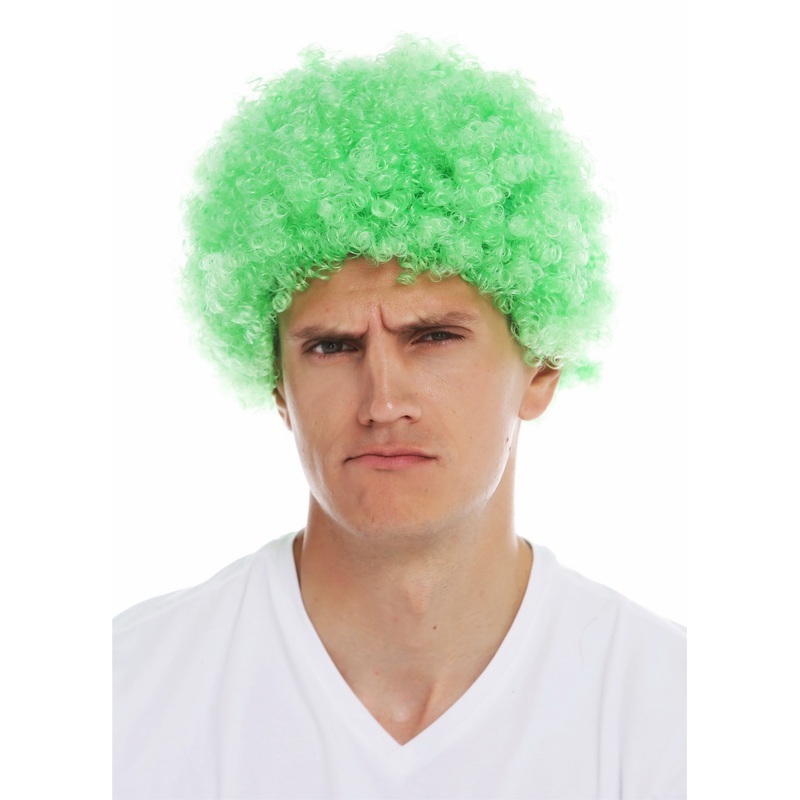 Wig carnival men women clown short afro frizzy curly frizzy head green MMAM-9M