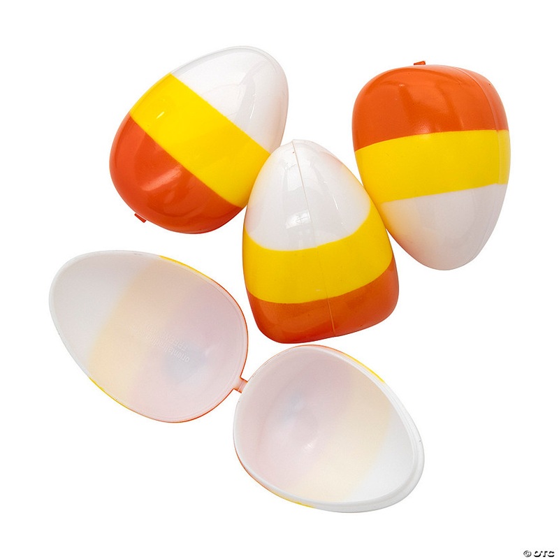 2 1/2 Candy Corn Shaped Hinged Treat Favor Containers – 24 Pc.