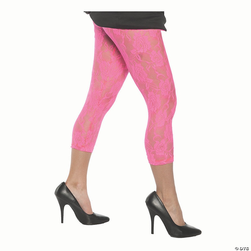 Adult Neon Pink Lace Leggings – Extra Small