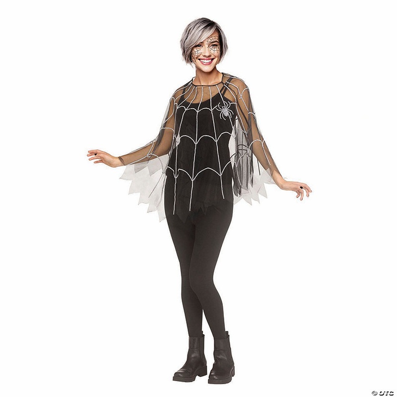 Adults Pearl Spider Web Mesh Poncho Costume – One Size