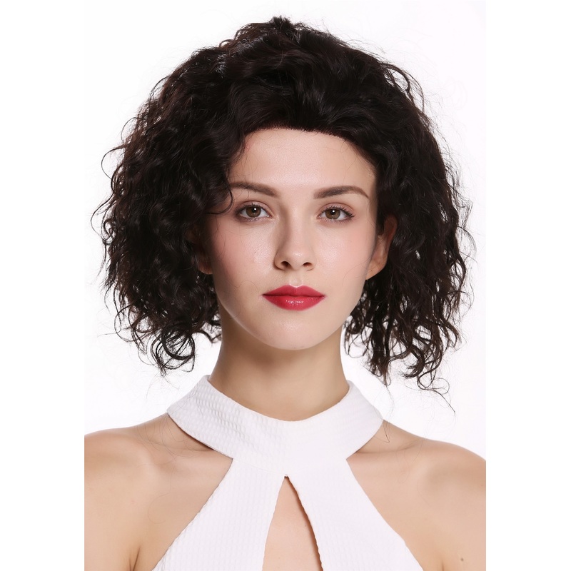 Lady wig human hair short curled dark brown lace front  monofilament RGH-5751Z