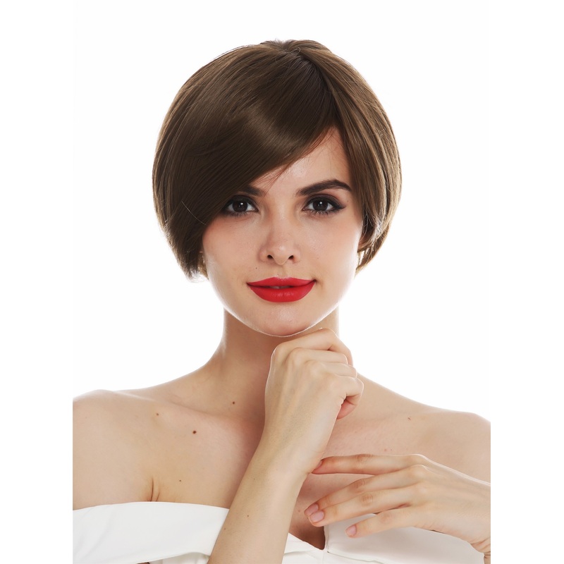 Monofilament women’s wig  short sleek parting brown golden brown DW904-FHT-MT