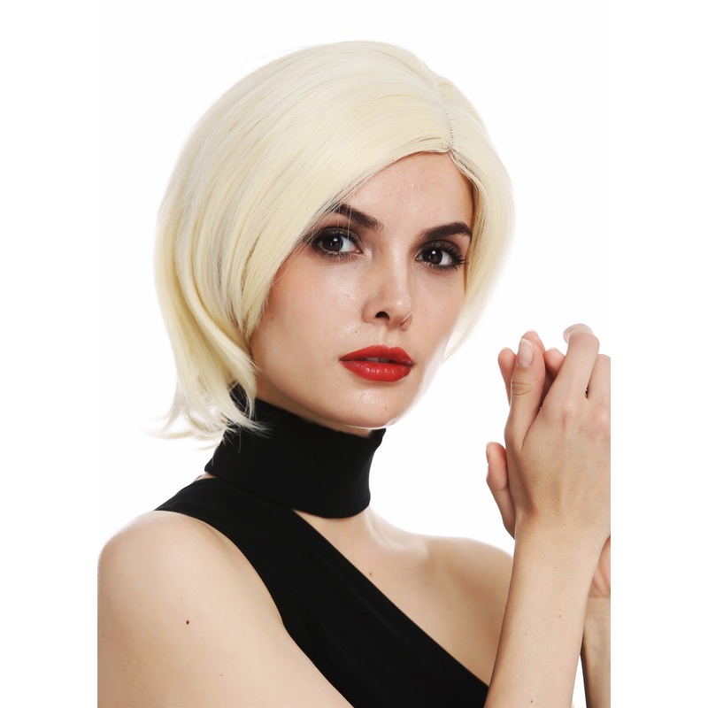 Women’s wig short sassy parting bob light blonde platinum blonde TYS-404