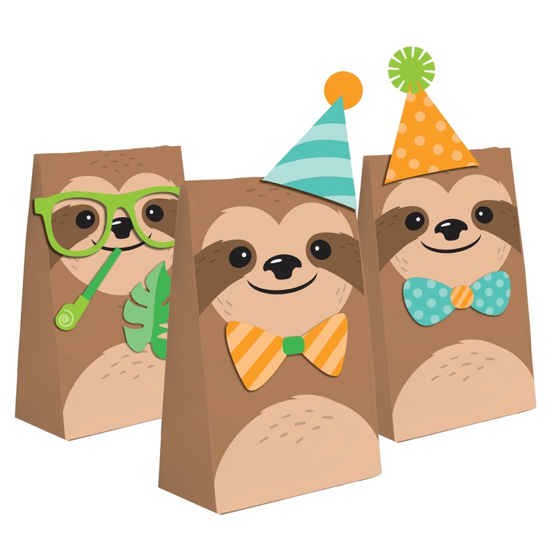 8 party sloth gift bags