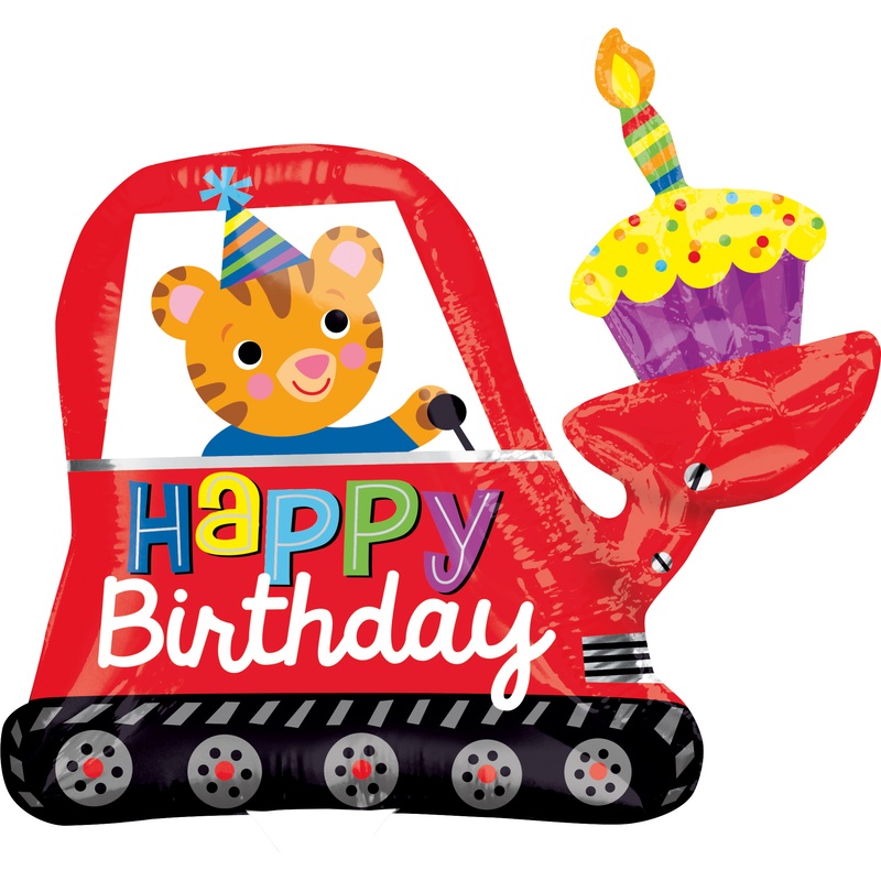 Birthday stick balloon excavator driver Tiger Timo