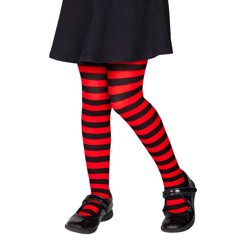 Kids Candy Stripe Tights – Red & Black