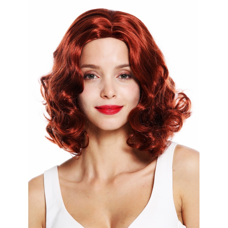 Lady wig 20’s swing Charleston middle parting wavy dark copper red GFW1726