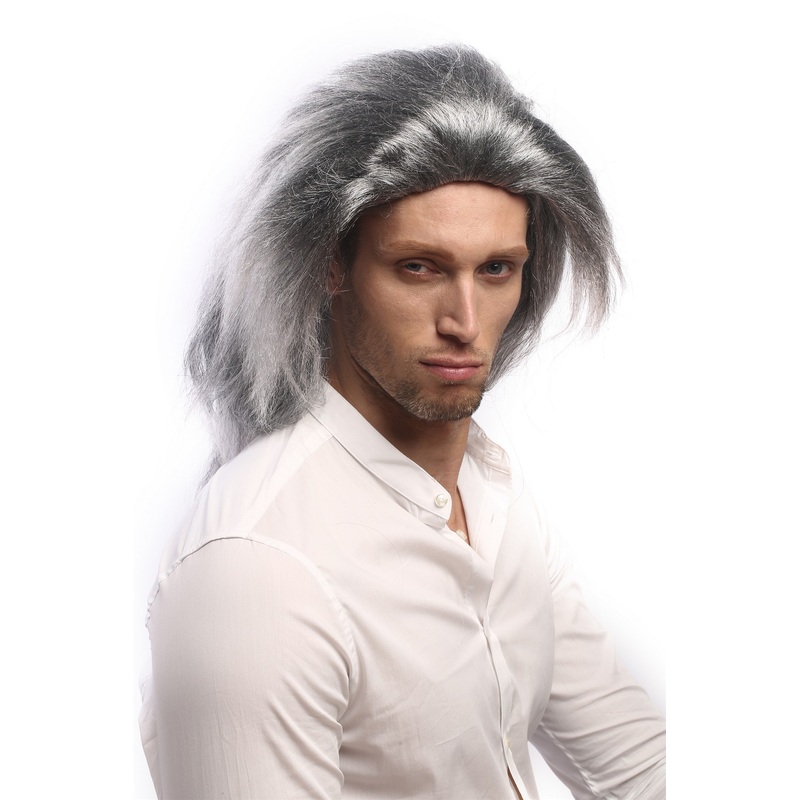 Man Lady Halloween Wig long black grey backcombed Vampire Dracula Demon 90760