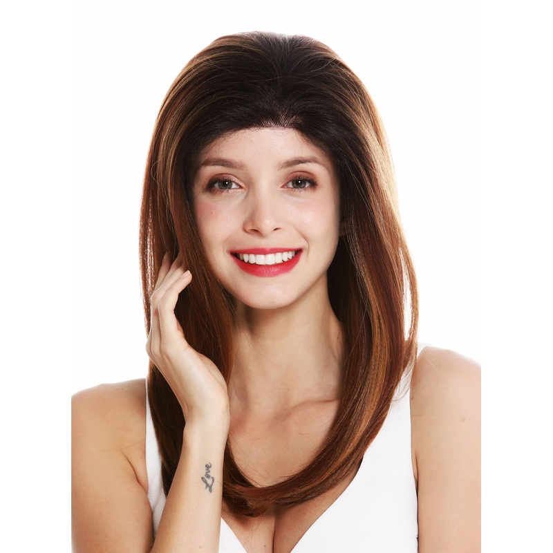 Women’s wig lace front long straight voluminous ombre brown copper RGF-5544-LF
