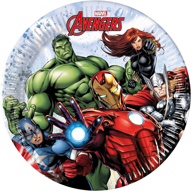 8 Avengers Heroes paper plates 20cm
