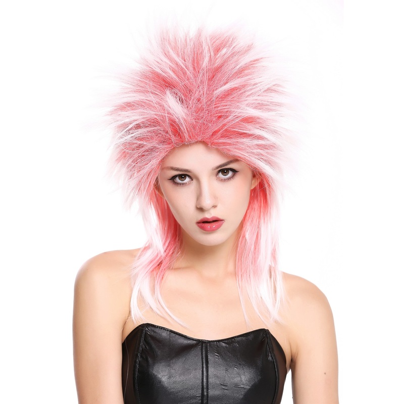 Men Ladies Unisex Party Wig 80s Punk Wave Pop Star Red & White Halloween 90891