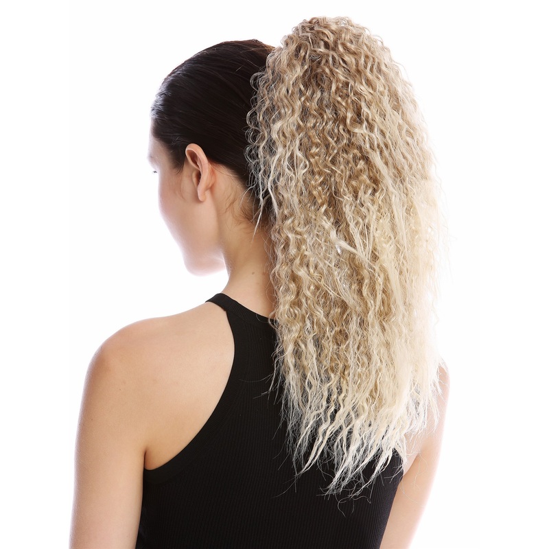 Ponytail Combs Clamp long voluminous curled kinks beach blonde platinum mix N609