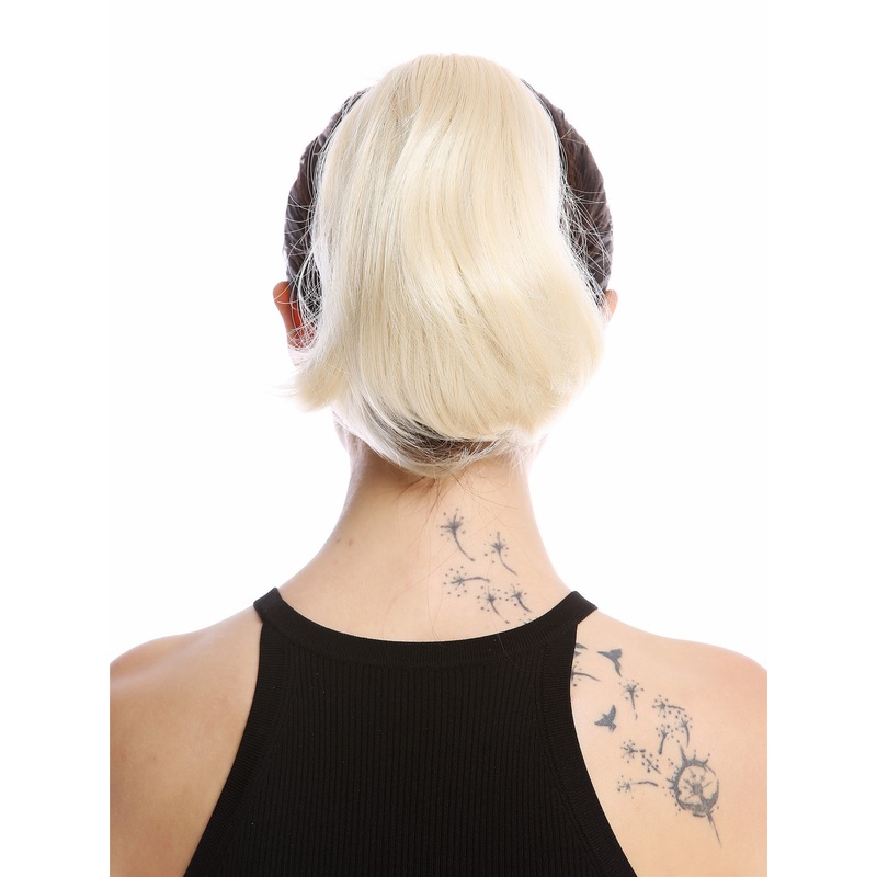 Ponytail Hairpiece very short straight but voluminous platinum blonde N869